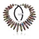 .925 Sterling Silver Certified Authentic Navajo Native American Multicolor Mosaic Necklace 25287-1