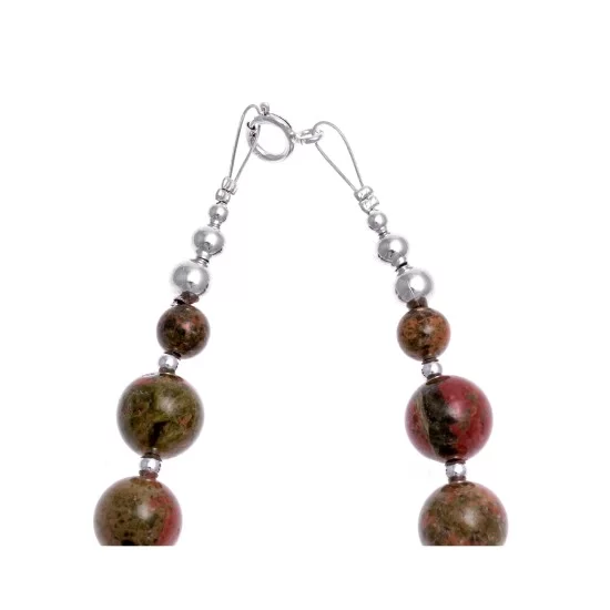 Natural Unakite .925 Sterling Silver Certified Authentic Navajo Native American Necklace 25331 Natural Unakite .925 Sterling Silver Certified Authentic Navajo Native American Necklace 25331