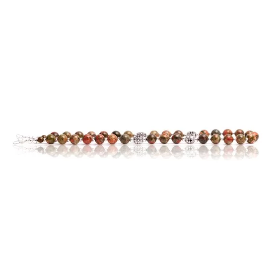 Natural Unakite .925 Sterling Silver Certified Authentic Navajo Native American Necklace 25331 Natural Unakite .925 Sterling Silver Certified Authentic Navajo Native American Necklace 25331