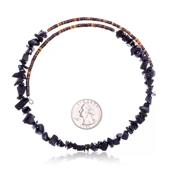 Purple Goldstone Certified Authentic Navajo Native American Adjustable Choker Wrap Necklace 25562 Purple Goldstone Certified Authentic Navajo Native American Adjustable Choker Wrap Necklace 25562