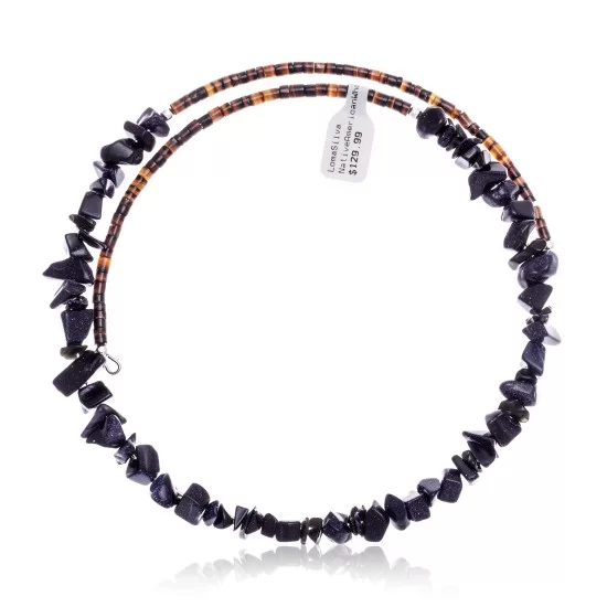 Purple Goldstone Certified Authentic Navajo Native American Adjustable Choker Wrap Necklace 25562 Purple Goldstone Certified Authentic Navajo Native American Adjustable Choker Wrap Necklace 25562