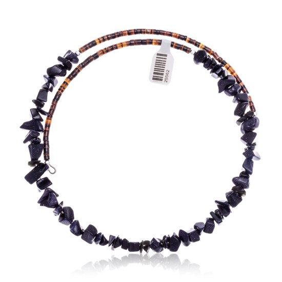 Purple Goldstone Certified Authentic Navajo Native American Adjustable Choker Wrap Necklace 25562