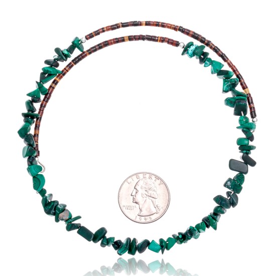 Malachite Certified Authentic Navajo Native American Adjustable Choker Wrap Necklace 25565