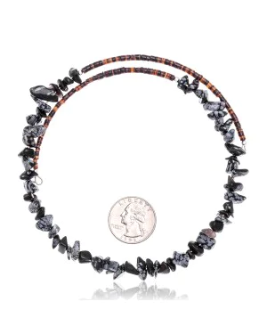 Snowflake Obsidian Certified Authentic Navajo Native American Adjustable Choker Wrap Necklace 25567 Snowflake Obsidian Certified Authentic Navajo Native American Adjustable Choker Wrap Necklace 25567