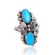 Flower and Leaf Blue Opal .925 Sterling Silver Certified Authentic Navajo Native American Handmade Ring Size 8 1/4 26205-13