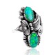 Flower and Leaf Lab Green Fire Opal Silver Certified Authentic Navajo Native American Handmade Ring 26205-2