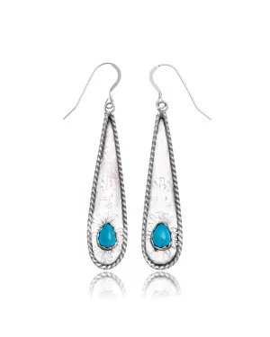 Natural Turquoise .925 Sterling Silver Certified Authentic Navajo Native American Handmade Dangle Earrings 27189-2 Natural Turquoise .925 Sterling Silver Certified Authentic Navajo Native American Handmade Dangle Earrings 27189-2