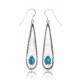 Natural Turquoise .925 Sterling Silver Certified Authentic Navajo Native American Handmade Dangle Earrings 27189-2