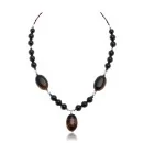 Natural Black Onyx Turquoise Tigers Eye .925 Sterling Silver Certified Authentic Navajo Native American Necklace 370847177388