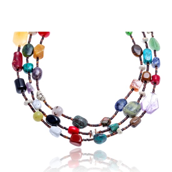 Natural Turquoise and Multicolor Stones .925 Sterling Silver Certified Authentic Navajo Native American 3 Strand Necklace 370979727327 Natural Turquoise and Multicolor Stones .925 Sterling Silver Certified Authentic Navajo Native American 3 Strand Necklace 370979727327