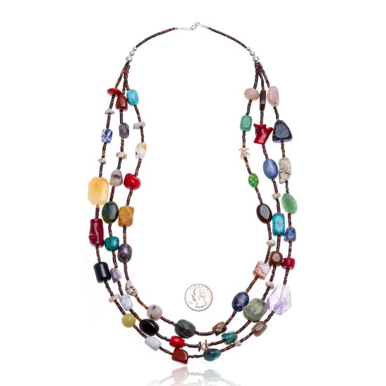 Natural Turquoise and Multicolor Stones .925 Sterling Silver Certified Authentic Navajo Native American 3 Strand Necklace 370979727327 Natural Turquoise and Multicolor Stones .925 Sterling Silver Certified Authentic Navajo Native American 3 Strand Necklace 370979727327