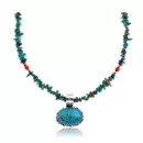 Natural Turquoise .925 Sterling Silver Certified Authentic Navajo Native American Handmade Necklace and Pendant 370989696233