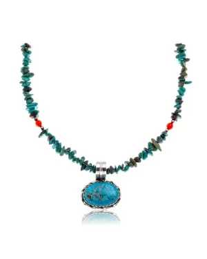 Natural Turquoise .925 Sterling Silver Certified Authentic Navajo Native American Handmade Necklace and Pendant 370989696233
