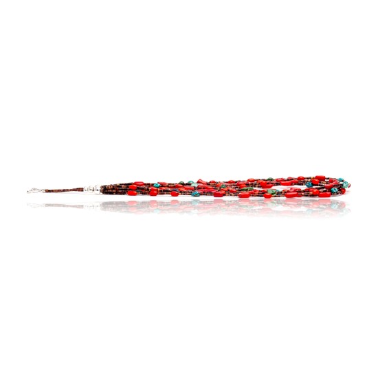 Natural Turquoise and Coral Certified Authentic Navajo .925 Sterling Silver Native American 5 Strand Necklace 370990894086 Natural Turquoise and Coral Certified Authentic Navajo .925 Sterling Silver Native American 5 Strand Necklace 370990894086