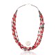 Natural Turquoise and Coral Certified Authentic Navajo .925 Sterling Silver Native American 5 Strand Necklace 370990894086