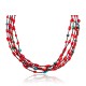 Natural Turquoise and Coral Certified Authentic Navajo .925 Sterling Silver Native American 5 Strand Necklace 370990894086