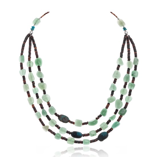 Natural Turquoise Jade .925 Sterling Silver Certified Authentic Navajo Native American 3 Strand Necklace 371054432708