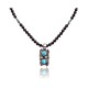 .925 Sterling Silver Certified Authentic Handmade Navajo Native American Natural Turquoise and Black Onyx Necklace & Pendant 390656330890