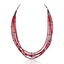 Natural Turquoise and Coral .925 Sterling Silver Certified Authentic Navajo Native American 5 Strand Necklace 390744496487