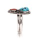 Natural Turquoise and Coral .925 Sterling Silver Certified Authentic Navajo Native American Handmade Ring  390747491802
