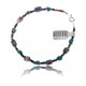 .925 Sterling Silver Certified Authentic Navajo Native American Natural Turquoise and Lapis Link Bracelet 390755503726