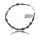 .925 Sterling Silver Certified Authentic Navajo Native American Natural Turquoise and Lapis Link Bracelet 390755503726