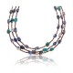 Natural Turquoise and Lapis .925 Sterling Silver Certified Authentic Navajo Native American 3 Strand Necklace 390774721035