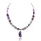 Natural Turquoise and Amethyst .925 Sterling Silver Certified Authentic Navajo Native American Necklace 390777281086