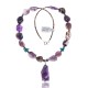 Natural Turquoise and Amethyst .925 Sterling Silver Certified Authentic Navajo Native American Necklace 390777281086