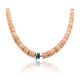 .925 Sterling Silver Certified Authentic Navajo Native American Natural Turquoise Graduated Heishi Necklace 7501006-72