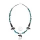 Bear Natural Turquoise and Coral .925 Sterling Silver Certified Authentic Navajo Native American Necklace 750226-5