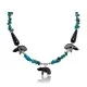Bear Natural Turquoise and Coral .925 Sterling Silver Certified Authentic Navajo Native American Necklace 750226-5