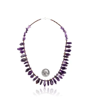 .925 Sterling Silver Certified Authentic Navajo Native American Amethyst Necklace 750240-1 .925 Sterling Silver Certified Authentic Navajo Native American Amethyst Necklace 750240-1