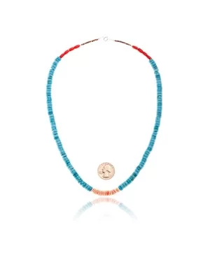 .925 Sterling Silver Certified Authentic Navajo Native American Coral Magnesite Spiny Oyster Necklace 750248 .925 Sterling Silver Certified Authentic Navajo Native American Coral Magnesite Spiny Oyster Necklace 750248