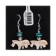 Horse Natural Turquoise and Bone .925 Sterling Silver Hooks Certified Authentic Navajo Native American Dangle Earrings 97002-02