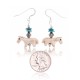 Horse Natural Turquoise and Bone .925 Sterling Silver Hooks Certified Authentic Navajo Native American Dangle Earrings 97002-02