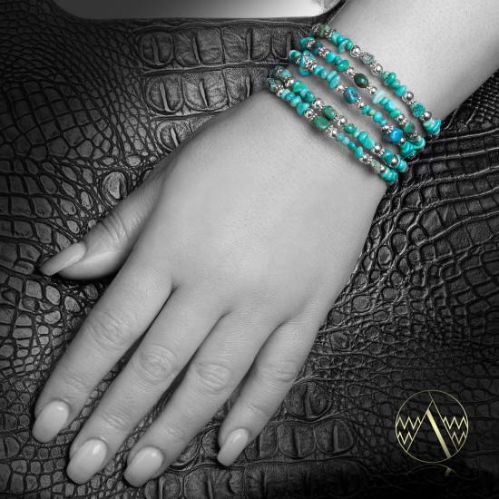 Certified Authentic Navajo Native American Natural Turquoise Adjustable Wrap Bracelet 12732-14 All Products 371183569147 12732-14 (by LomaSiiva)