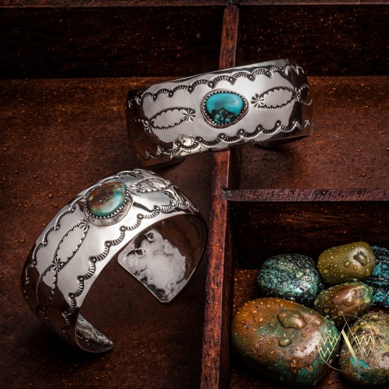 Sun Nickel Certified Authentic Handmade Navajo Native American Natural Turquoise Cuff Bracelet  12877 All Products NB151121034528 12877 (by LomaSiiva)