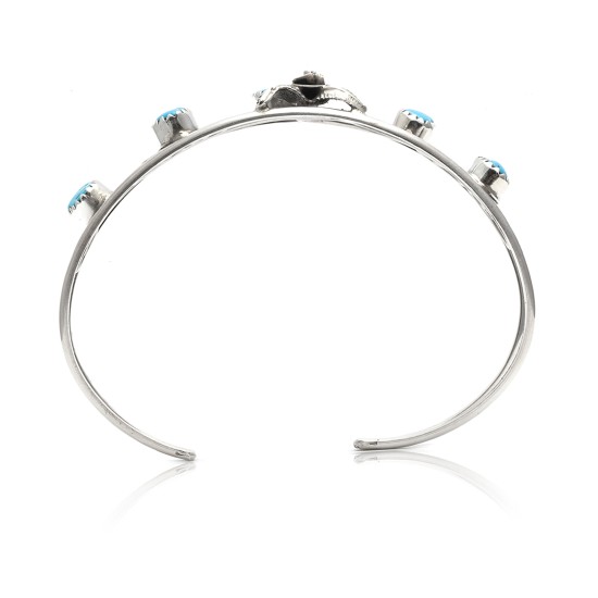 Flower .925 Sterling Silver Certified Authentic Handmade Navajo Native American Natural Arizona Sleeping Beauty Turquoise Cuff Bracelet 12947-2 All Products NB151223182937 12947-2 (by LomaSiiva)
