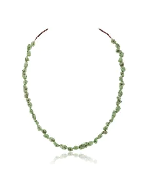 Gaspeite .925 Sterling Silver Certified Authentic Navajo Native American Chain Necklace 15295-2