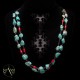 Magnesite and Coral .925 Sterling Silver Certified Authentic Navajo Native American 2 Strand Necklace 15532-7