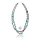 Magnesite and Coral .925 Sterling Silver Certified Authentic Navajo Native American 2 Strand Necklace 15532-7