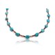.925 Sterling Silver Certified Authentic Navajo Native American Natural Turquoise Necklace 15883-2