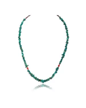 .925 Sterling Silver Certified Authentic Navajo Native American Natural Turquoise and Coral Chain Necklace 371101945516