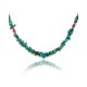 .925 Sterling Silver Certified Authentic Navajo Native American Natural Turquoise and Coral Chain Necklace 371101945516