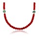 .925 Sterling Silver Certified Authentic Delicate Navajo Native American Natural Turquoise and Red Coral Chain Necklace 16039-3