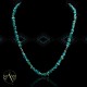 .925 Sterling Silver Certified Authentic Navajo Native American Natural Turquoise and Hematite Necklace  16072