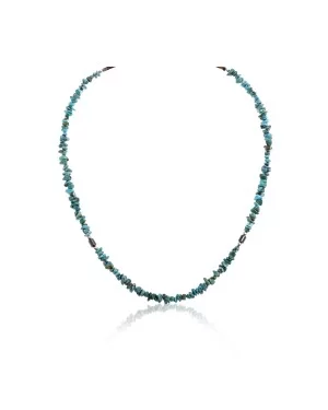 .925 Sterling Silver Certified Authentic Navajo Native American Natural Turquoise and Hematite Necklace  16072