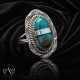 Sun .925 Sterling Silver Certified Authentic Handmade Navajo Native American Natural Turquoise Ring 17007-3