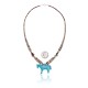 Horse .925 Sterling Silver Certified Authentic Carved Fetish Navajo Native American Natural Turquoise Graduated Melon Shell Coral Necklace 17058